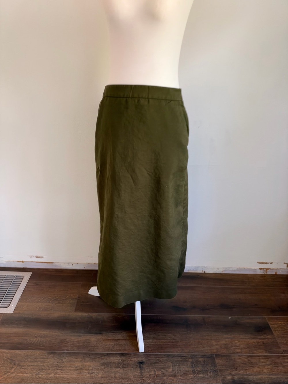 Ann Taylor Olive Green Cotton Silk Maxi Skirt Size 2